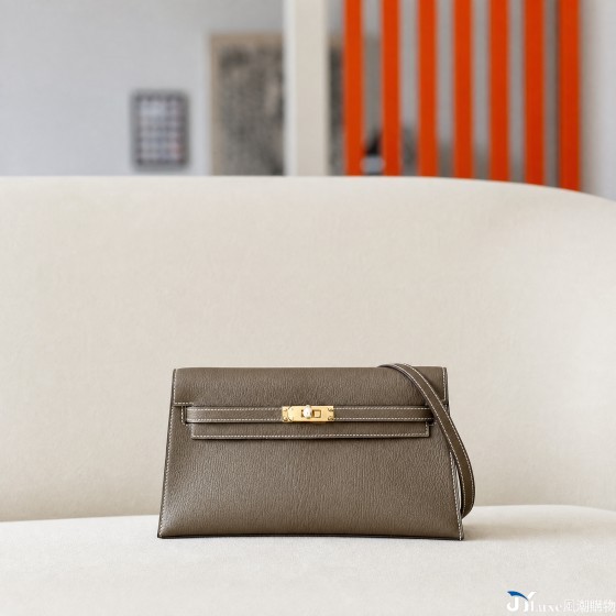 Fully Hand-stitched First-Generation Elan Kelly Bag, Large Capacity Original Goatskin Single-shoulder Underarm Clutch Bag